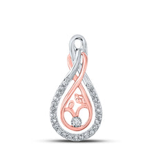  10k Two-tone Gold Womens Round Diamond Mom Child Pendant 1/10 Cttw