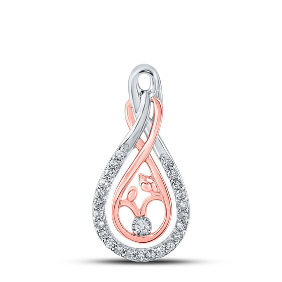 10k Two-tone Gold Womens Round Diamond Mom Child Pendant 1/10 Cttw
