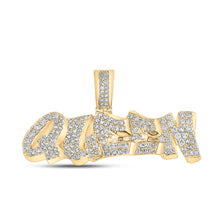  10k Yellow Gold Mens Round Diamond Queen Graffiti Charm Pendant 1-1/5 Cttw