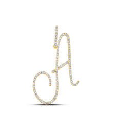  10k Yellow Gold Womens Round Diamond A Initial Letter Pendant 1/2 Cttw