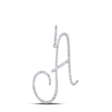  10k White Gold Womens Round Diamond A Initial Letter Pendant 1/2 Cttw