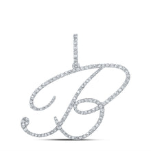  10k White Gold Womens Round Diamond B Initial Letter Pendant 3/4 Cttw
