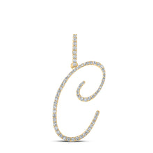 10k Yellow Gold Womens Round Diamond C Initial Letter Pendant 3/8 Cttw