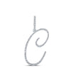 10k White Gold Womens Round Diamond C Initial Letter Pendant 3/8 Cttw