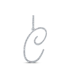  10k White Gold Womens Round Diamond C Initial Letter Pendant 3/8 Cttw