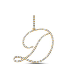  10k Yellow Gold Womens Round Diamond D Initial Letter Pendant 5/8 Cttw