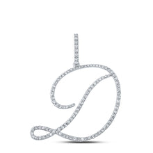  10k White Gold Womens Round Diamond D Initial Letter Pendant 5/8 Cttw