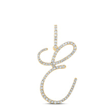  10k Yellow Gold Womens Round Diamond E Initial Letter Pendant 1/2 Cttw