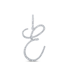  10k White Gold Womens Round Diamond E Initial Letter Pendant 1/2 Cttw