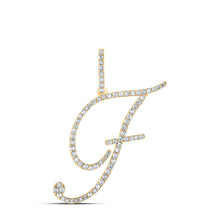 10k Yellow Gold Womens Round Diamond F Initial Letter Pendant 1/2 Cttw