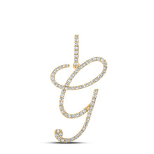  10k Yellow Gold Womens Round Diamond G Initial Letter Pendant 1/2 Cttw