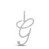 10k White Gold Womens Round Diamond G Initial Letter Pendant 1/2 Cttw