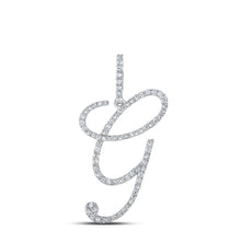  10k White Gold Womens Round Diamond G Initial Letter Pendant 1/2 Cttw