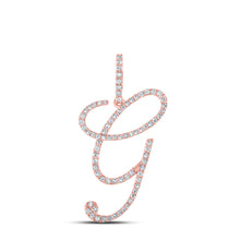  10k Rose Gold Womens Round Diamond G Initial Letter Pendant 1/2 Cttw