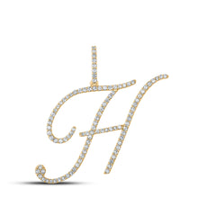  10k Yellow Gold Womens Round Diamond H Initial Letter Pendant 5/8 Cttw