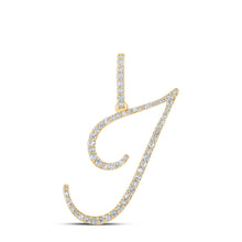  10k Yellow Gold Womens Round Diamond I Initial Letter Pendant 3/8 Cttw