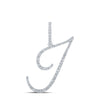 10k White Gold Womens Round Diamond I Initial Letter Pendant 3/8 Cttw