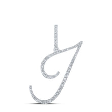  10k White Gold Womens Round Diamond I Initial Letter Pendant 3/8 Cttw
