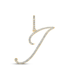  10k Yellow Gold Womens Round Diamond J Initial Letter Pendant 1/3 Cttw