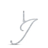 10k White Gold Womens Round Diamond J Initial Letter Pendant 1/3 Cttw