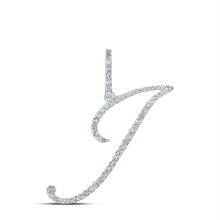 10k White Gold Womens Round Diamond J Initial Letter Pendant 1/3 Cttw