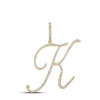 10k Yellow Gold Womens Round Diamond K Initial Letter Pendant 1/2 Cttw