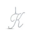 10k White Gold Womens Round Diamond K Initial Letter Pendant 1/2 Cttw