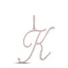 10k Rose Gold Womens Round Diamond K Initial Letter Pendant 1/2 Cttw