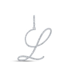  10k White Gold Womens Round Diamond L Initial Letter Pendant 1/2 Cttw
