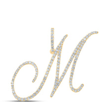  10k Yellow Gold Womens Round Diamond M Initial Letter Pendant 7/8 Cttw