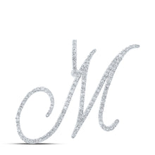  10k White Gold Womens Round Diamond M Initial Letter Pendant 7/8 Cttw