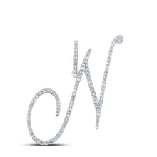 10k White Gold Womens Round Diamond N Initial Letter Pendant 5/8 Cttw