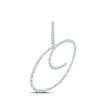 10k White Gold Womens Round Diamond O Initial Letter Pendant 3/8 Cttw