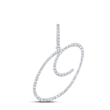  10k White Gold Womens Round Diamond O Initial Letter Pendant 3/8 Cttw