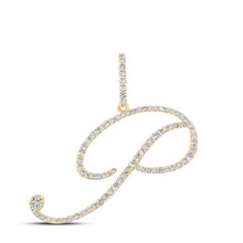  10k Yellow Gold Womens Round Diamond P Initial Letter Pendant 1/2 Cttw