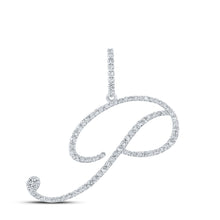  10k White Gold Womens Round Diamond P Initial Letter Pendant 1/2 Cttw