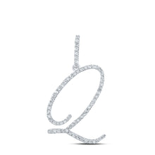  10k White Gold Womens Round Diamond Q Initial Letter Pendant 1/2 Cttw