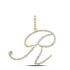 10k Yellow Gold Womens Round Diamond R Initial Letter Pendant 5/8 Cttw