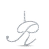 10k White Gold Womens Round Diamond R Initial Letter Pendant 5/8 Cttw