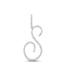  10k White Gold Womens Round Diamond S Initial Letter Pendant 3/8 Cttw