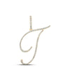 10k Yellow Gold Womens Round Diamond T Initial Letter Pendant 3/8 Cttw