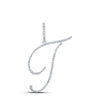 10k White Gold Womens Round Diamond T Initial Letter Pendant 3/8 Cttw