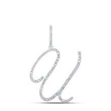  10k White Gold Womens Round Diamond U Initial Letter Pendant 1/2 Cttw