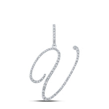  10k White Gold Womens Round Diamond V Initial Letter Pendant 1/2 Cttw
