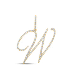  10k Yellow Gold Womens Round Diamond W Initial Letter Pendant 5/8 Cttw