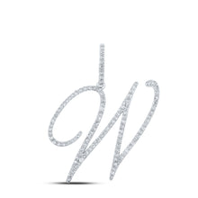  10k White Gold Womens Round Diamond W Initial Letter Pendant 5/8 Cttw