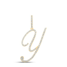  10k Yellow Gold Womens Round Diamond Y Initial Letter Pendant 1/2 Cttw