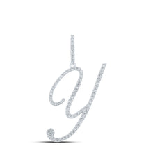  10k White Gold Womens Round Diamond Y Initial Letter Pendant 1/2 Cttw