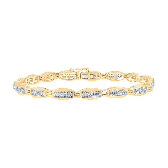 10k Yellow Gold Mens Round Diamond Link Bracelet 3/4 Cttw