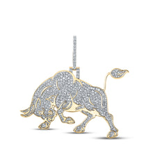  10k Yellow Gold Mens Round Diamond Bull Charm Pendant 2 Cttw